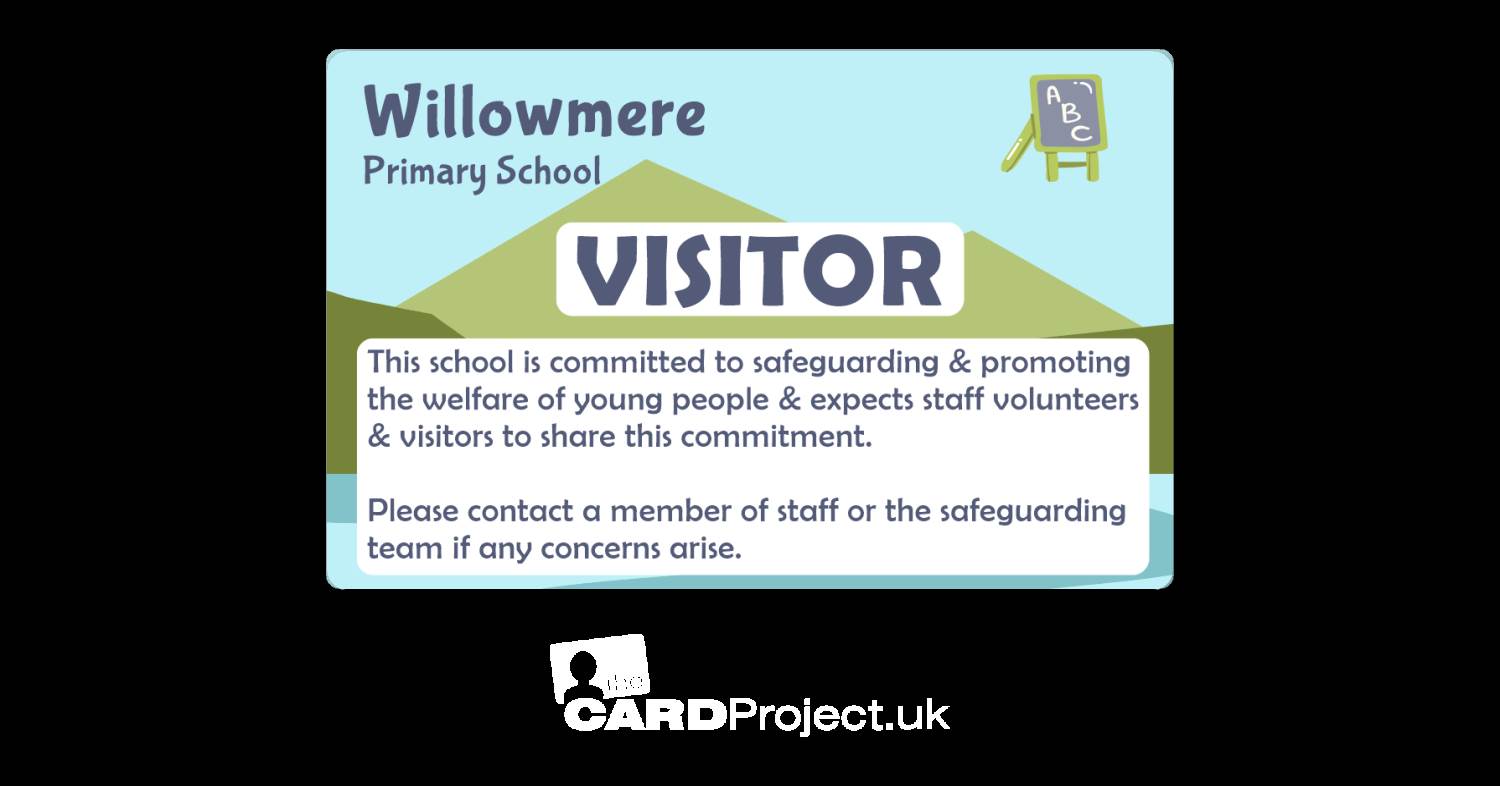 Primary School Green Hills and Blackboard Visitor Card